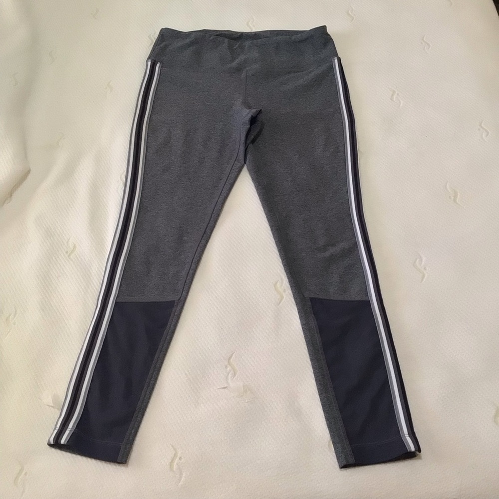 MPG Leggings Large Gray Stripe Athleisure Stretch Pants Sporty Yoga Workout - Picture 3 of 14